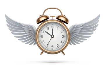 Modern digital alarm clock with glowing display, isolated on plain white surface.