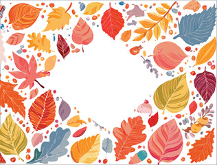 Autumn abstract colorful Background. Fall season and Thanksgiving theme. Editable vector templates with leaves and geometric pattern. Nature elements for poster, banner, cover, card, Sale, advertising