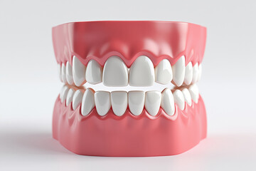 Obraz premium Dental Model of Complete Set of Teeth Upper and Lower Jaw Anatomy for Educational Purposes and Dental Practice Demonstrations