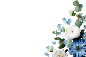 Delicate floral arrangement in soft blues and whites