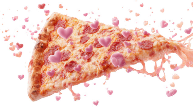 A slice of pizza with hearts - Powered by Adobe