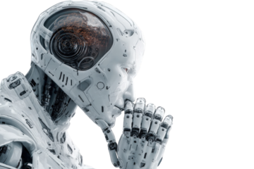 Thoughtful robot head, detailed mechanical design