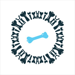 Bone Circle with Center Bone, Vector Illustration Bone Throwing Ditaola Scattered animal bones knucklebones vertebrae in a circular arrangement