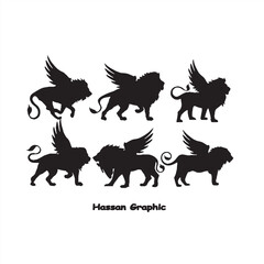 set of heraldic lions
