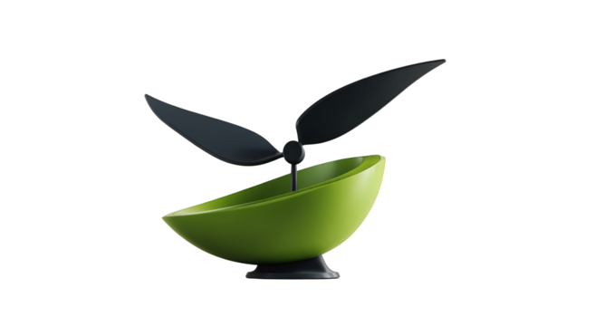 Abstract lime-shaped object with dark wings