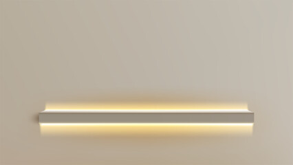 shelf podium display for product presentation in modern showroom with soft lighting and minimalist design interior for mockup and template