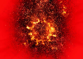 爆発して火の粉が飛び散る3dイラスト