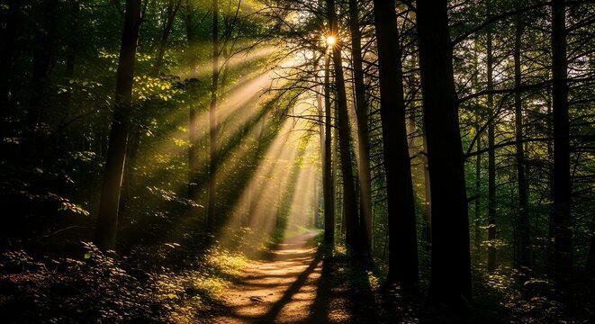 sun rays in the forest