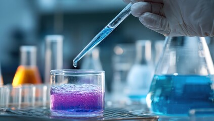 Scientist dispensing liquid into a beaker