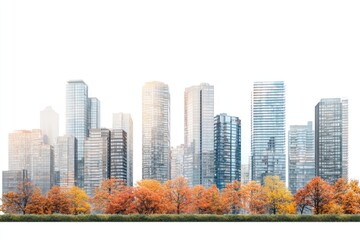 Obraz premium Realistic modern cityscape architecture buildings skyscrapers.