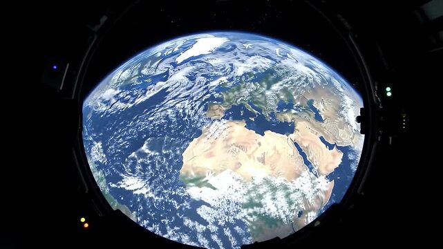 Breathtaking View of Earth from High Orbit Telescope with Vivid Blue Oceans and Green Continents Amidst the Vastness of Space Perfect for Scientific and Educational Purposes