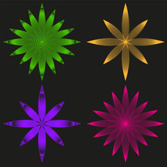 Obraz premium Geometric star illustration. Colorful abstract shapes. Vector decorative elements. Bold bright objects.