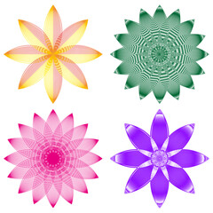 Abstract flower shapes. Colorful floral elements. Vector nature illustration. Vibrant petals design.