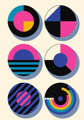 Abstract geometric background. Bauhaus, Memphis minimalist retro poster graphic vector illustration.