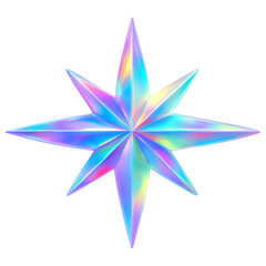 abstract colorful star 3d icon on transparent background
