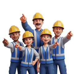 group of workers with smiling