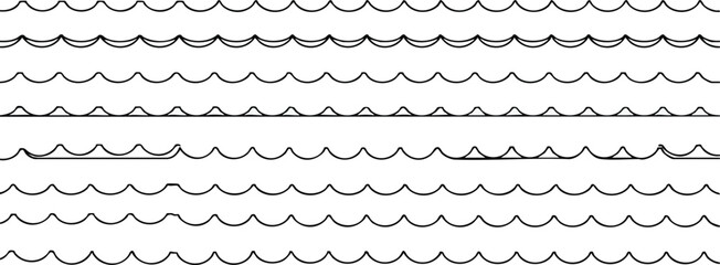 Clean black wave patterns in a row, versatile for design projects