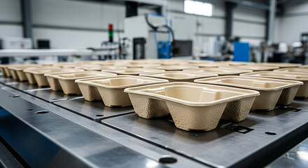 Compostable Pulp Trays Molded on Industrial Press