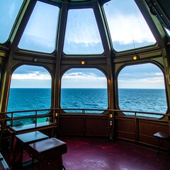 Panoramic view from a ship's observation deck