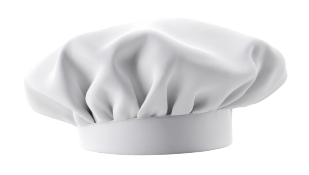 White chef's hat against a black background.  3D rendered