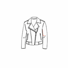 Leather biker jacket illustration with minimal design in black  