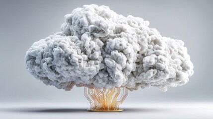 Unique cloud shaped like a tree overlaid on a circuit board representing eco-friendly technology and innovation concept