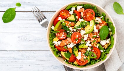 Colorful salad bowl with fresh ingredients