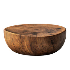 A large rustic wooden bowl shows natural wood grain and texture