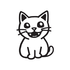 Cat Doodle Black and White Illustration Vector Image Cute Kitten Sketch Line Art Drawing Silhouette