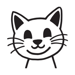 Cat Doodle Black and White Illustration Vector Image Cute Kitten Sketch Line Art Drawing Silhouette