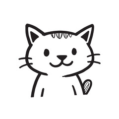 Cat Doodle Black and White Illustration Vector Image Cute Kitten Sketch Line Art Drawing Silhouette