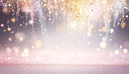 降り注ぐ光のシャワー、きらめくゴールドとピンクのボケGenerated image