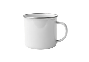 White enamel camping mug isolated on transparent background