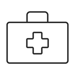 Fototapeta premium First aid kit line icon with medical cross symbol for healthcare and emergency clip art.