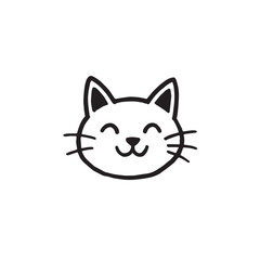 Cat Doodle Black and White Illustration Vector Image Cute Kitten Sketch Line Art Drawing Silhouette