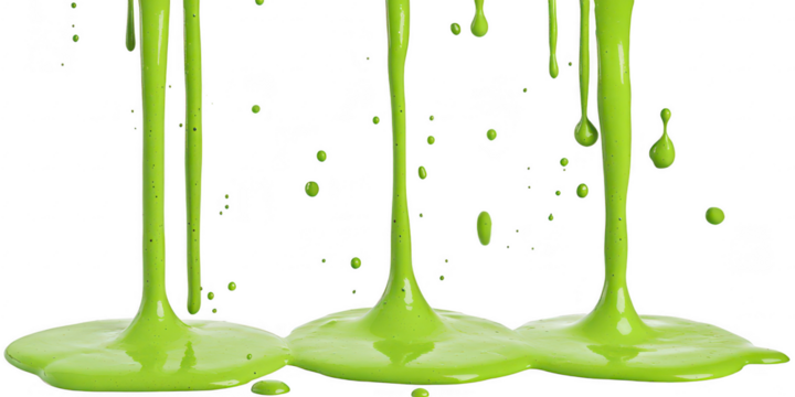 Green paint dripping effect on transparent png background