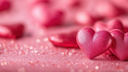 Obraz premium Decorative pink glitter hearts for romantic indoor celebration