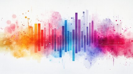Multicolored abstract bar graph on vibrant digital background