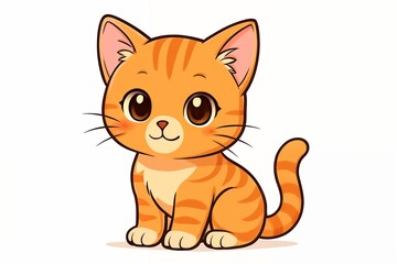 Fototapeta premium cute little ginger kitten drawn in anime style 