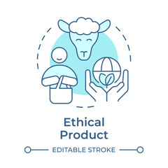 Ethical product soft blue concept icon. Caring of nature at manufacturing. Type of ecological business practices. Round shape line illustration. Abstract idea. Graphic design. Easy to use in booklet