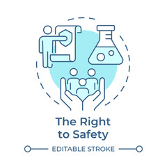 Right to safety soft blue concept icon. Provide safe products and services. Legal customer protection. Round shape line illustration. Abstract idea. Graphic design. Easy to use in booklet