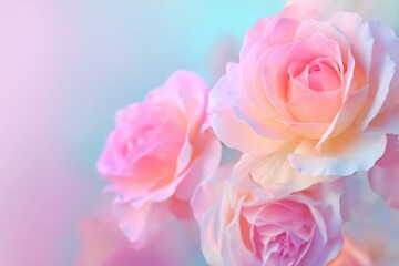 Naklejka premium Soft-focus pastel roses in delicate pinks and peaches