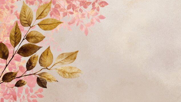 Pastel-toned paper background with autumnal leaves