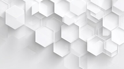 Abstract white hexagons layered in 3D effect