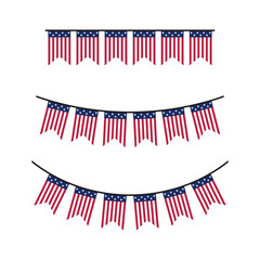 Seamless USA Flag Party Bunting Border Background for 4th of July Independence Day – Flat Design Illustration	