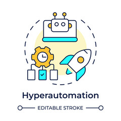 Hyperautomation multi color concept icon. Task management, efficiency growth. Round shape line illustration. Abstract idea. Graphic design. Easy to use in infographic, presentation