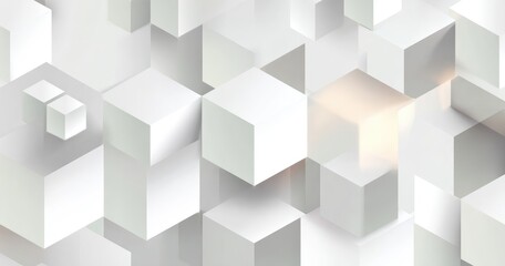 Fototapeta premium Abstract geometric pattern of overlapping white cubes (1)