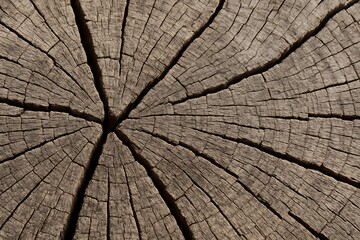 Fototapeta premium Detailed texture of a tree stump showcasing growth rings in natural light