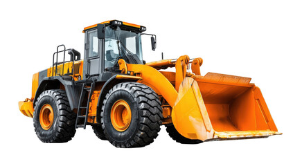Heavy duty orange construction vehicle