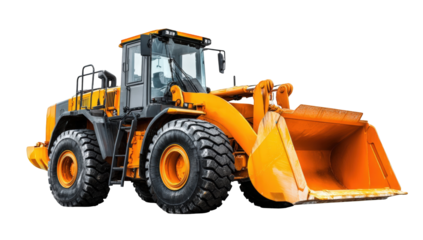 Heavy duty orange construction vehicle